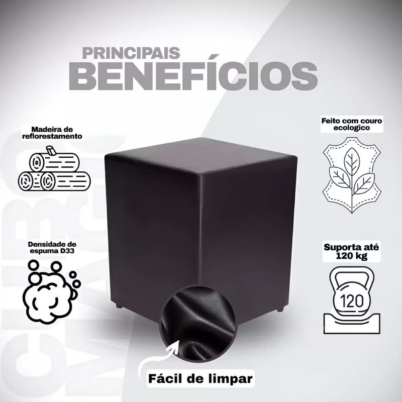 PUFF QUADRADO DECORATIVO CORINO OU SUEDE - PROMOÇÃO PUFF