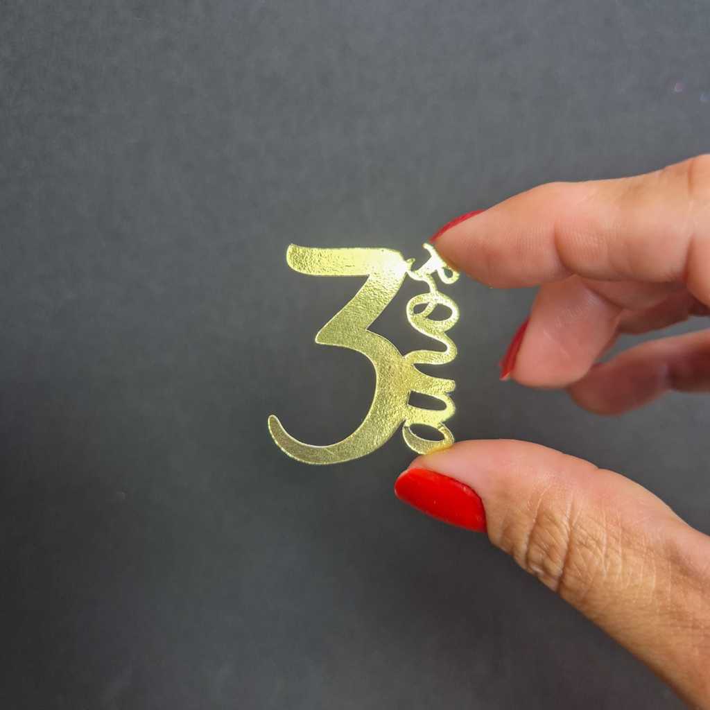 60 Aplique número 1 Tag personalizada Kit Tag Kit de decoração de aniversário lamicote dourado e prata - NÃO É ACRÍLICO