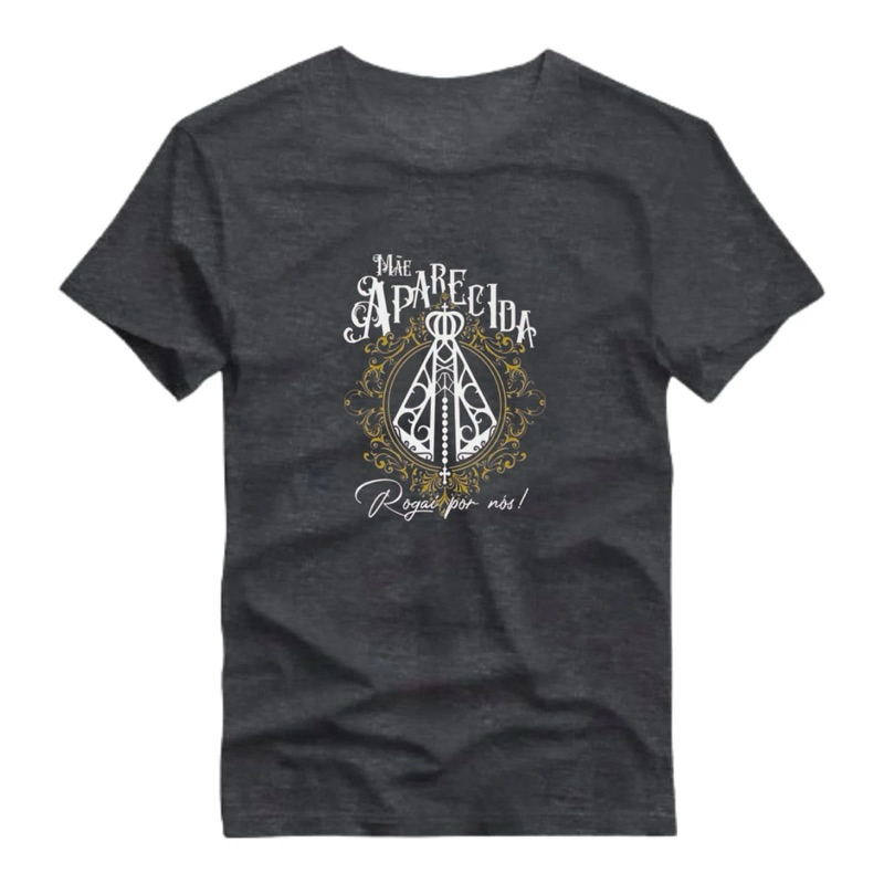 Camiseta Masculina Estampa Nossa Senhora Aparecida Camisa Religiosa Estampada Blusa 100% Algodão