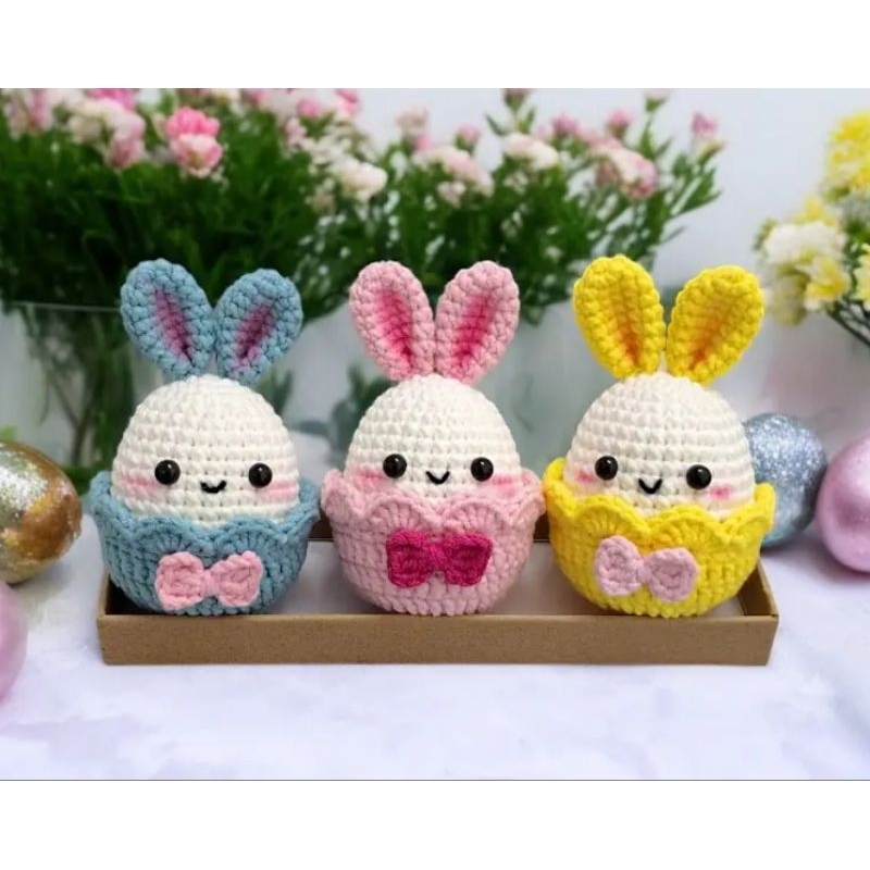 kit com 3 Mini coelho/ coelho páscoa/coelho amigurumi presente