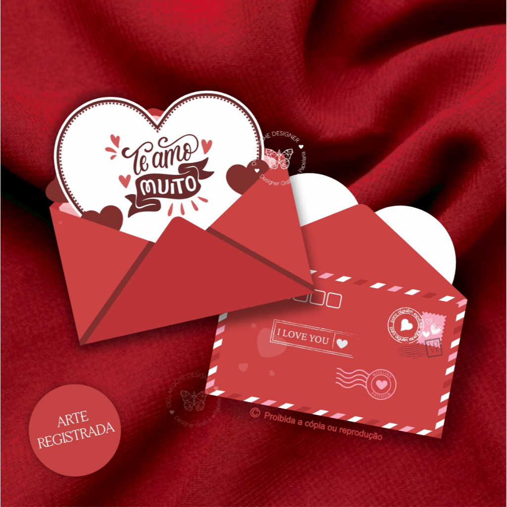 Cartão Postal Dia das Mães "Te amo muito", Dia dos namorados, embalagem e presente, agradecimento