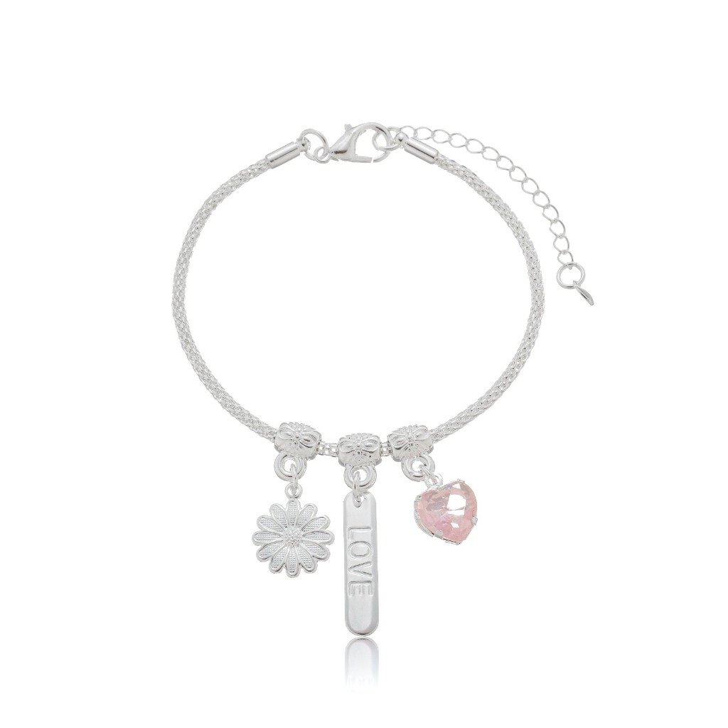 Pulseira patuá flor banhada à prata 925