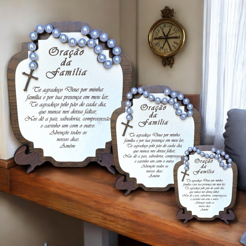 Enfeite Decoração Oração Da Família Para Proteção (Mesa,Casa,Escritório,Sala) P/M/G Promoção em Oferta na Shopee