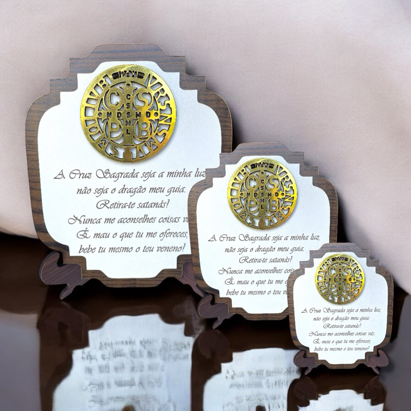 Enfeite Decoração Oração SÃO BENTO Para Proteção (Mesa,Casa,Escritório,Sala) P/M/G Promoção