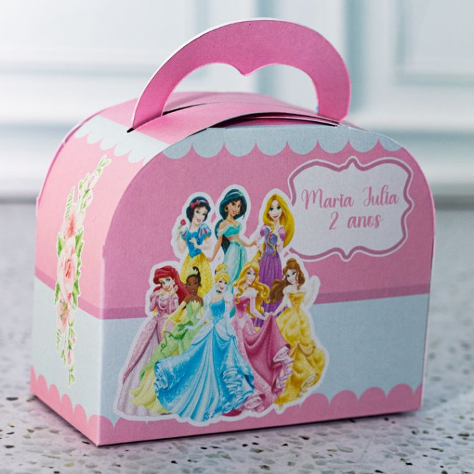 Caixinha Maleta bolsinha Princesas Disney Cute para Festa Personalizada - Lembrancinha para Festa