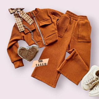 conjunto de inverno infantil / com duas peças calça pantalona