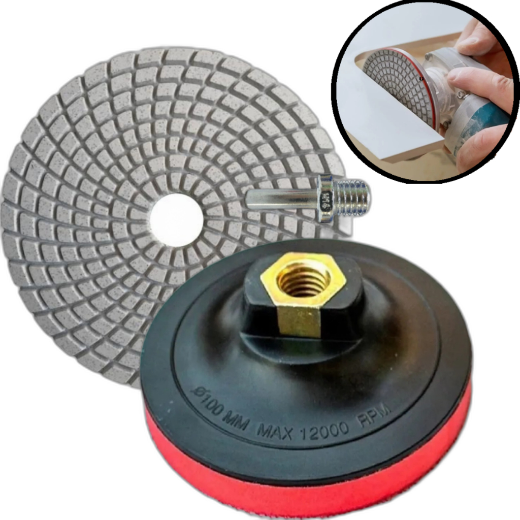 Lixa Diamantada Com Suporte 100mm para Porcelanato Granito Mármore Concreto Vidro Cerâmica Pisos em Oferta na Shopee