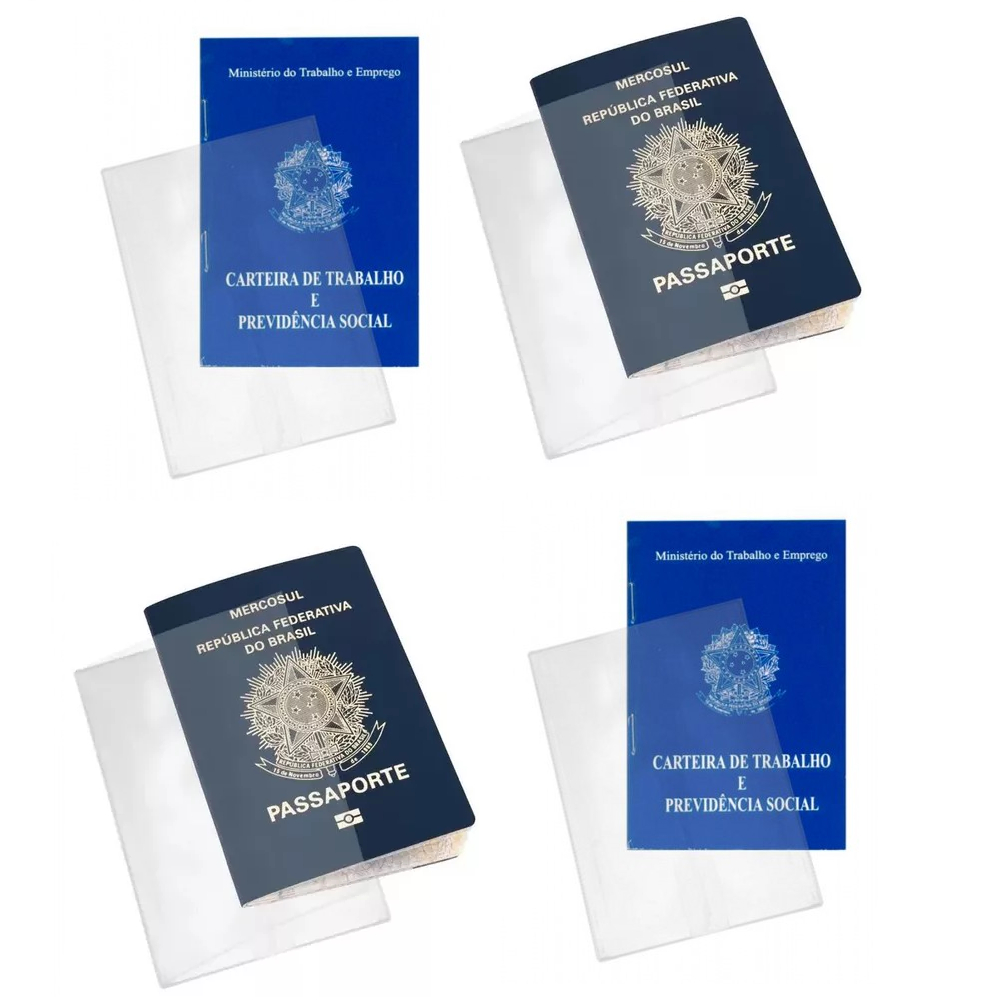 KIT 5 CAPA de plástico útil para passaporte e carteira de trabalho porta documento e carteira