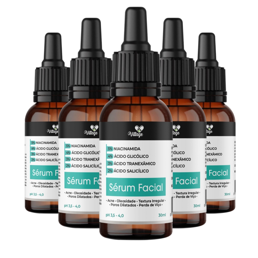 Kit 5 Sérum Clear Clareador Vittage 30ml em Oferta na Shopee
