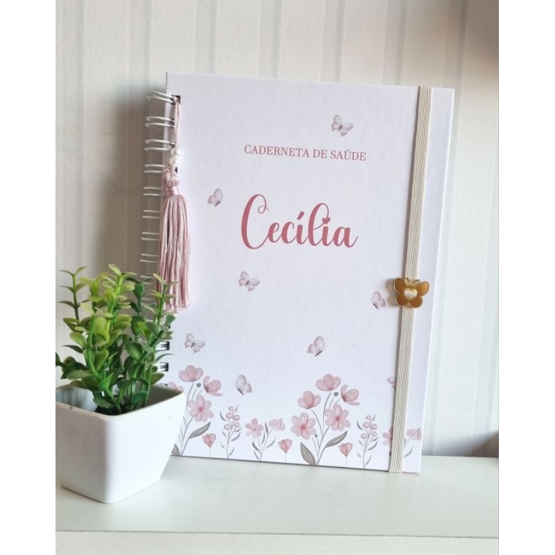 Caderneta de Saúde do Bebê Personalizada | Capa Dura e Encadernação | Jardim Minimalista