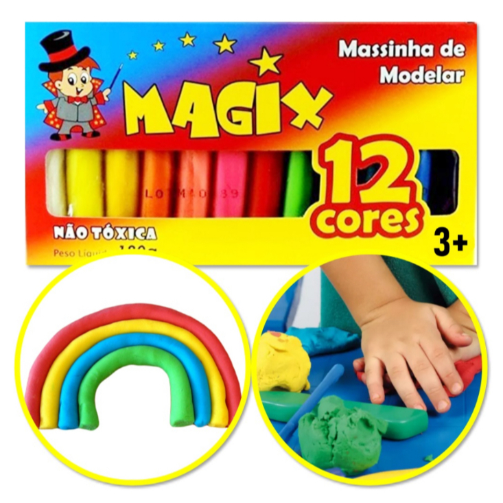 Massinha de Modelar 180g - 12 Cores Colorida magix unidade