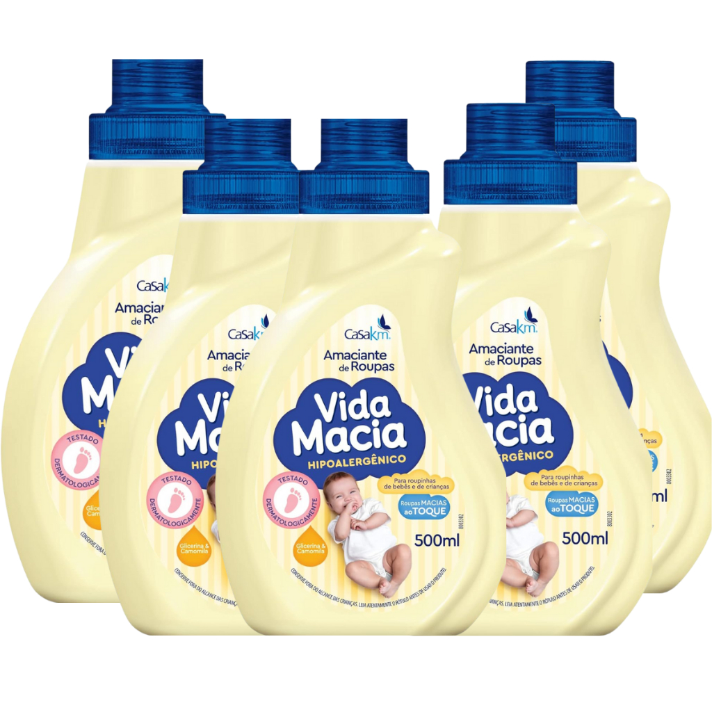Kit 06 Amaciante de Camomila Para Bebe Vida Macia 500 Ml