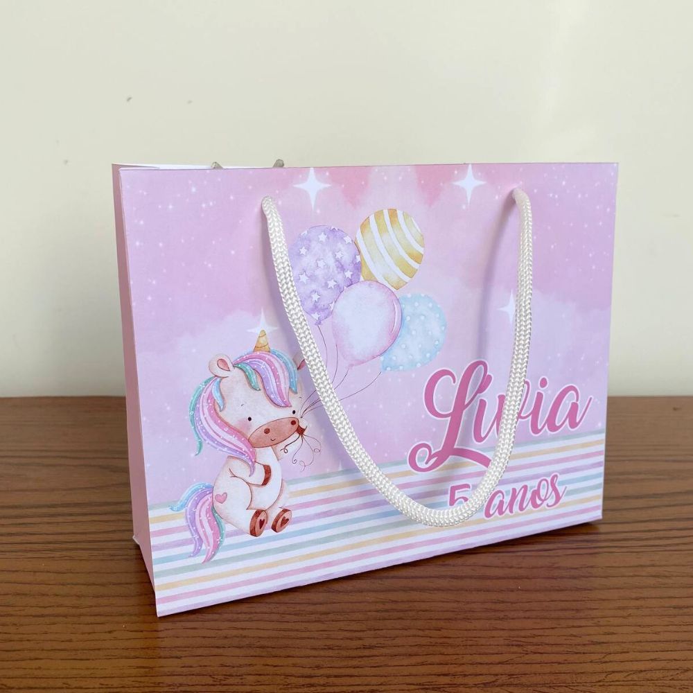 Sacolinha Personalizada Unicornio Lembrancinha Festa Infantil Pegue e Monte
