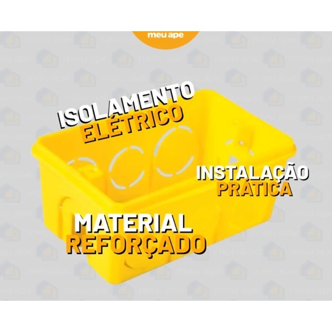 Caixa de Luz 4x2 Reforçada P/ Tomada Interruptor Embutir Amarelo