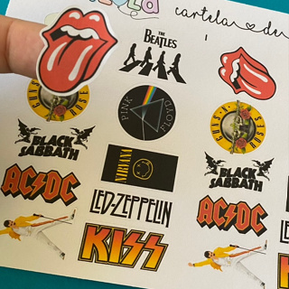 100 apliques de adesivos medidas 2,5cm a 3,0cm bandas de rock em Oferta na Shopee