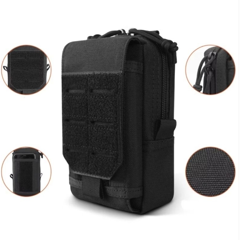 Bornal com Porta Celular e Objetos com Velcro Nylon 1000D (Cordura) Tático e Modular Sistema Molle Laser Cut EDC