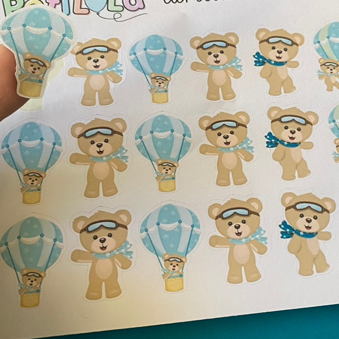 100 apliques de adesivos medidas 2,5cm a 3,0cm ursinho baloeiro