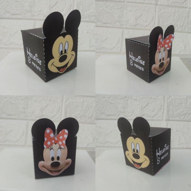 10 caixas cubo Personalizadas tema MINNIE e MICKEY, rostinho Minnie e Mickey, caixas cubo minnie e mickey, Decoração