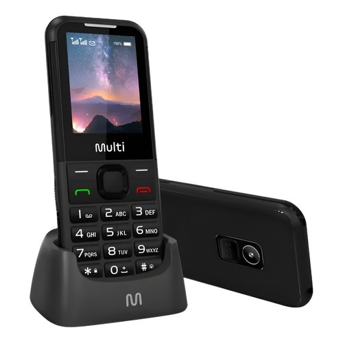 Celular Multi Vita 4G C/ Base Carregadora Dual Chip, Botão SOS, Preto - Multilaser Idoso Volume Alto