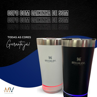 Copo Térmico Inox Com Tampat Abridor e Caixa De Som Com Bluetooth Led 473ML Com Logo Da Marca em Oferta na Shopee