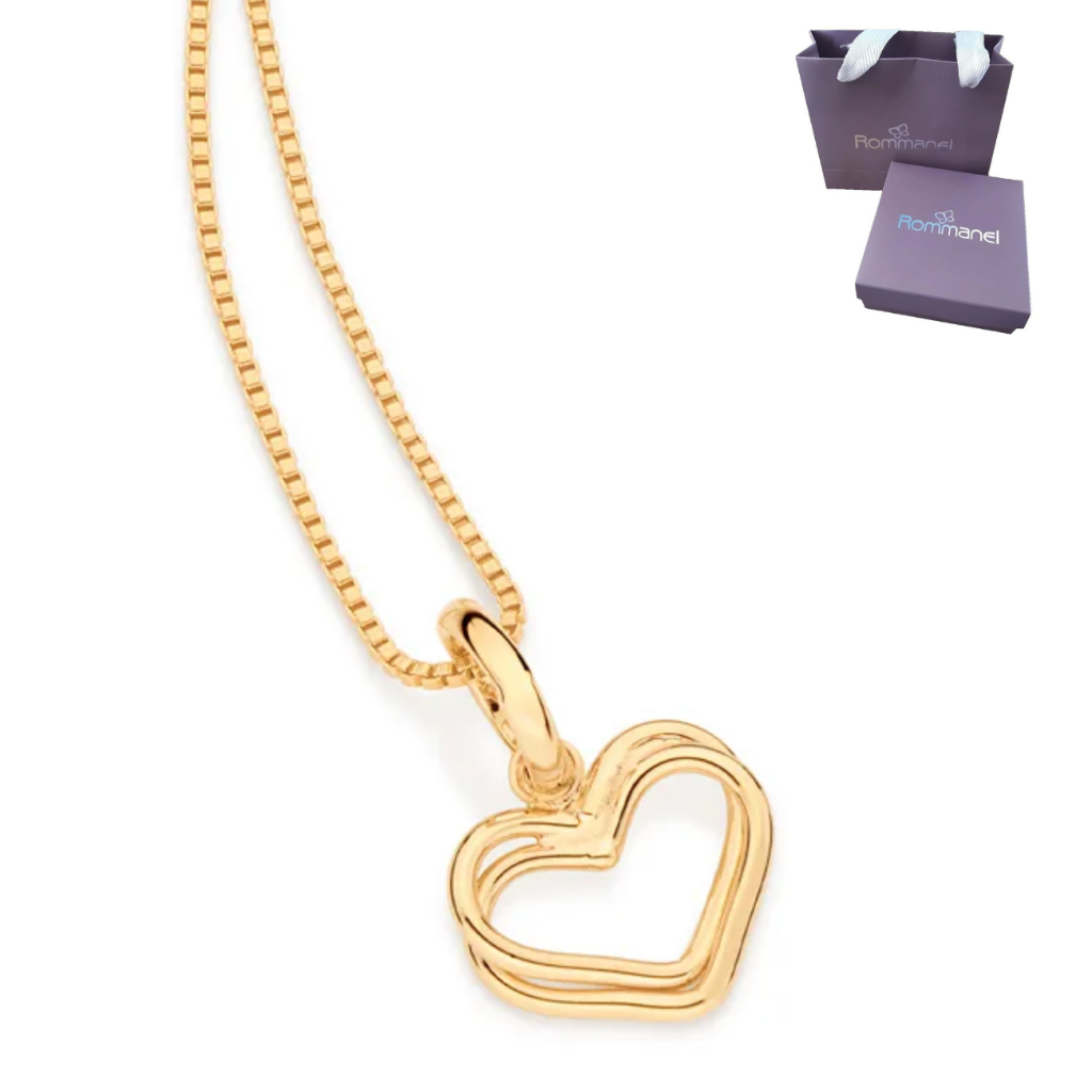 Colar + Pingente Banhado A Ouro 18k Presente Feminino Rommanel Lindo Elegante