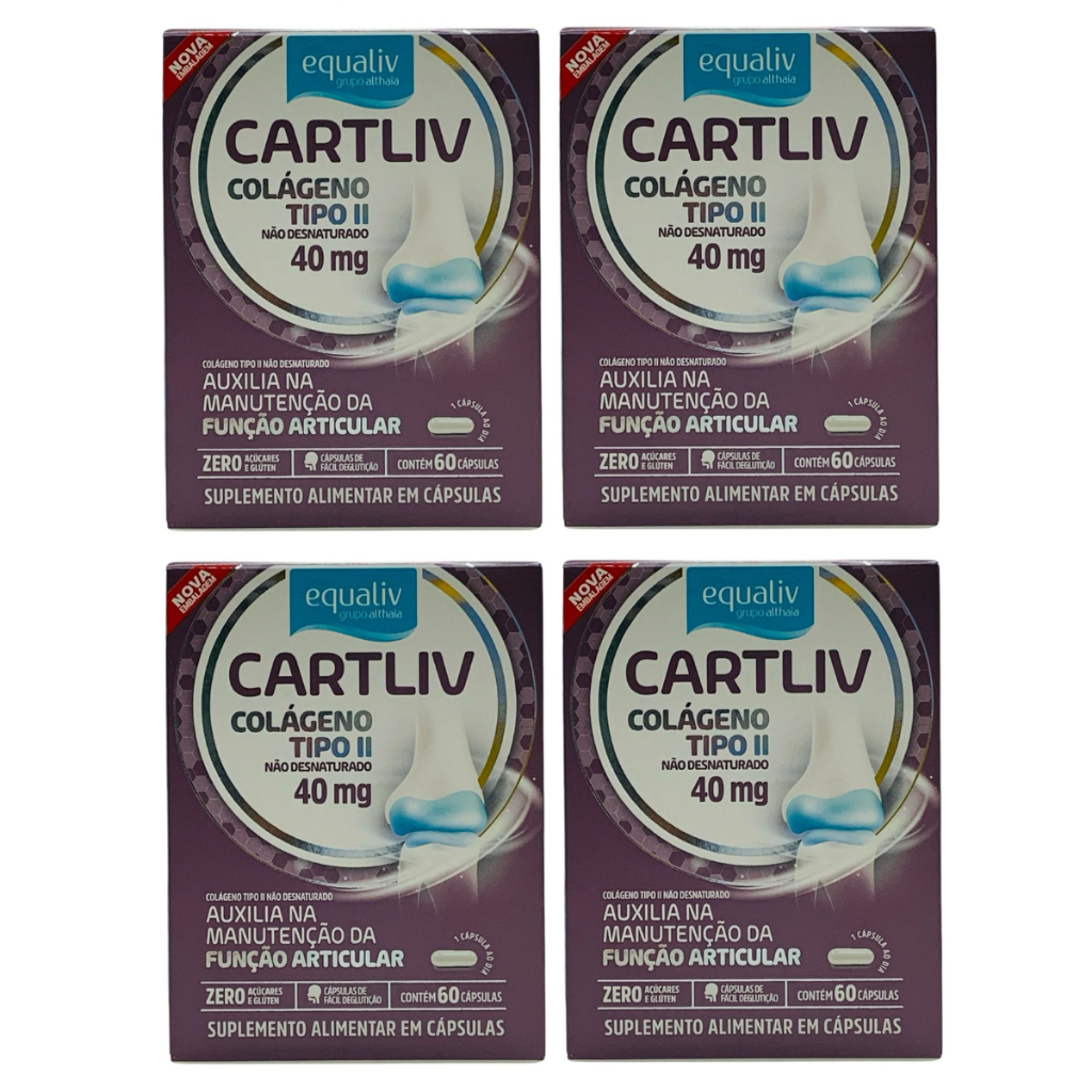 Equaliv Cartliv Colageno Tipo 2 60 Cápsulas -4 caixas