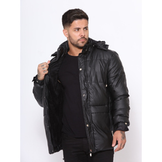 jaqueta bobojaco masculina de motoqueiro impermeável de nylon toda forrada de pelinhos por dentro com capuz removível em Oferta na Shopee