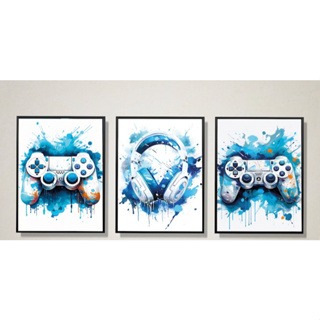 Quadros Decorativos 3 peças tema hora do jogo video game controles para parede quarto sala em Oferta na Shopee