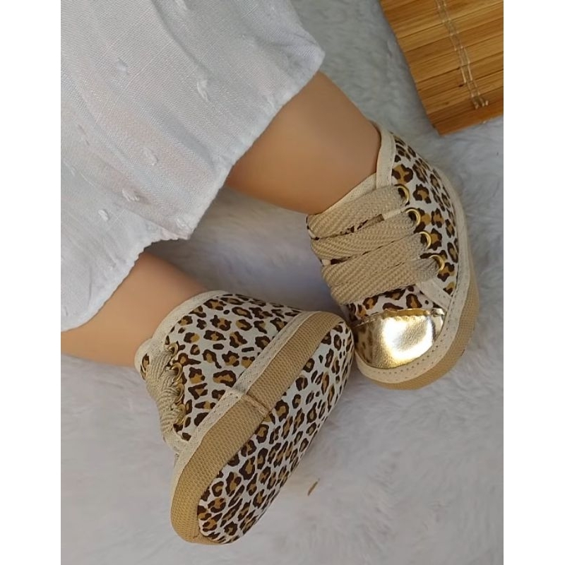 Sapatinho para bebê menina de onçinha animal print tênis bebe feminino recem nascido sapato infantil