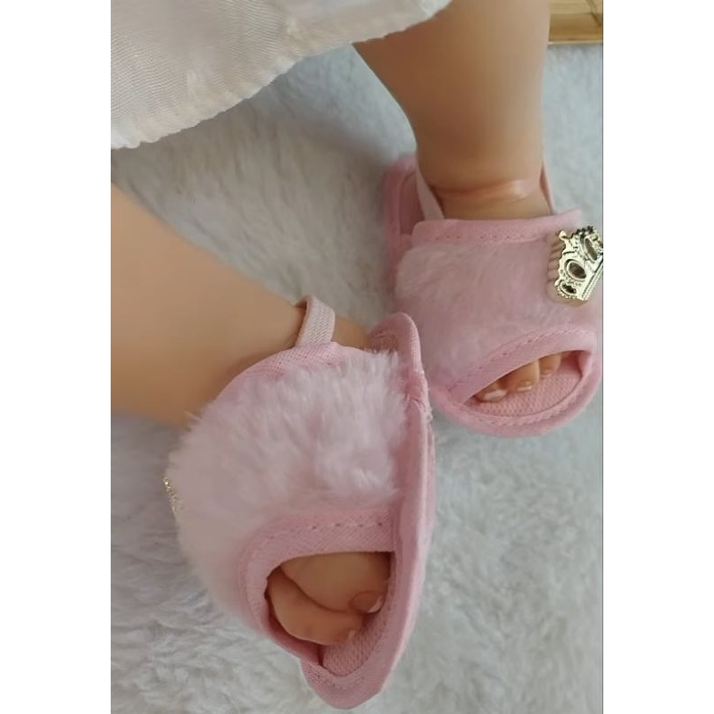 Pantufa rosa para bebê menina sandalinha bebe sandália recém-nascido