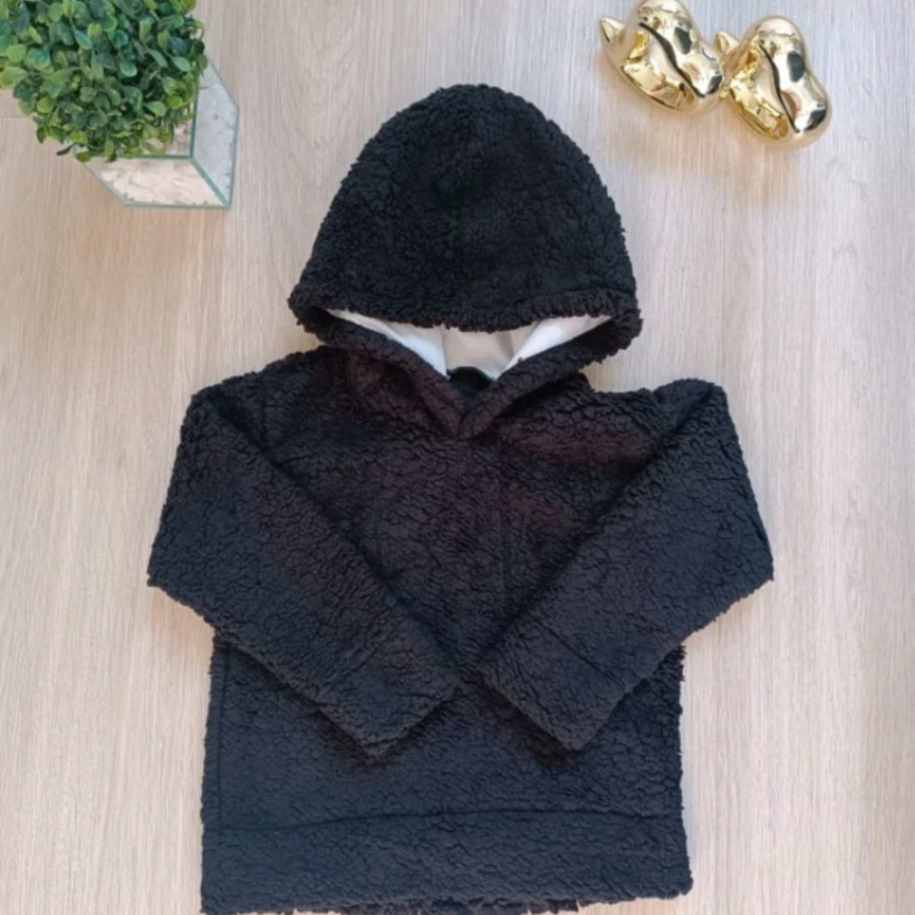 Blusa de Frio Infantil Juvenil Meninos Meninas com Touca Teddy Carneirinho Sherpa Tam 2 ao 16 Blusa de Frio Infantil Juvenil Meninos Meninas com Touca Teddy Carneirinho Sherpa Tam 2 ao 16