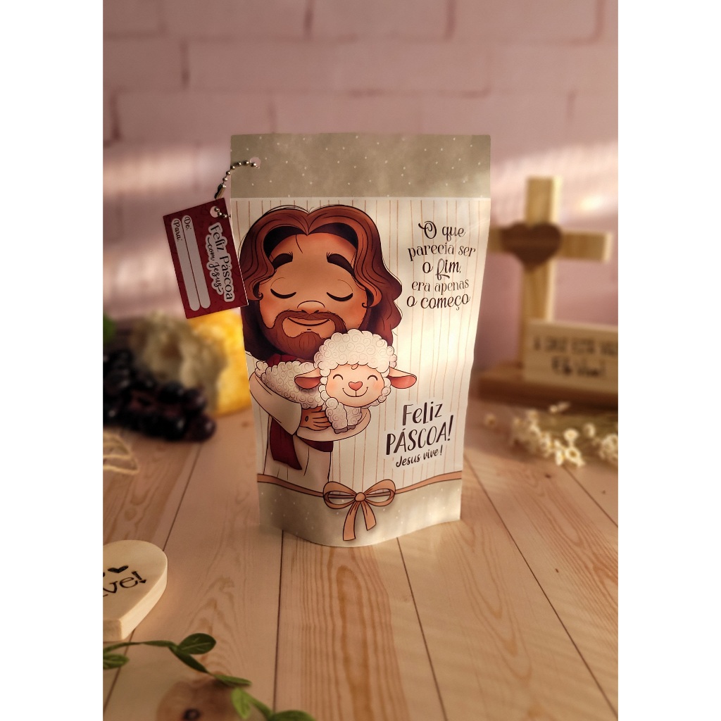 12 Saquinhos ziplock Páscoa Cristã ou coelho tamanho 9x14cm em Oferta na Shopee