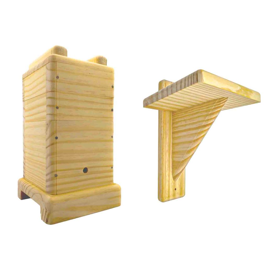 Caixa Para Abelha Jataí 12x12 Com encaixe acetato 2 melgueiras + Suporte De Parede em Oferta na Shopee