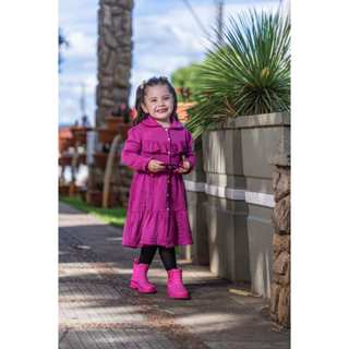 Vestido Infantil Tricot Roupa  Meninas Estilosas com Manga Longa botões e Lacinhos em Oferta na Shopee