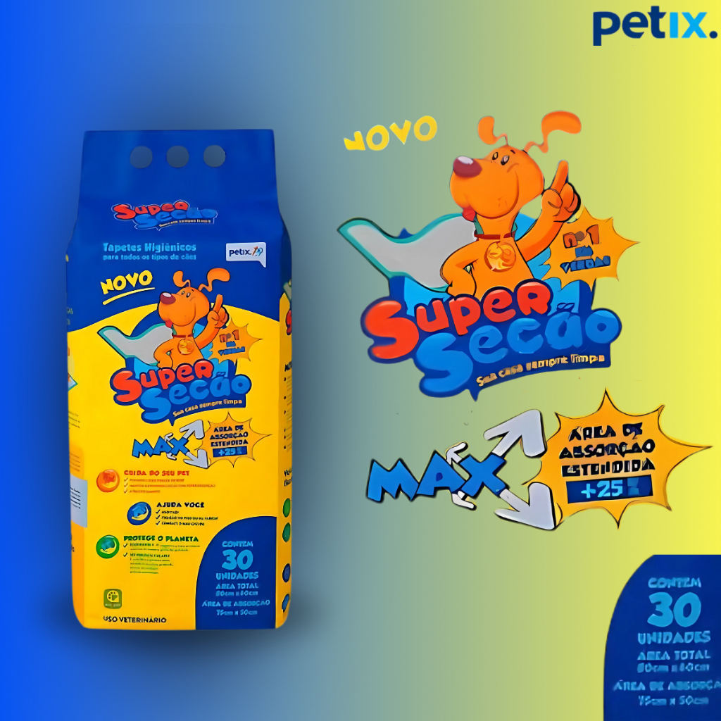 Tapete Higiênico Cães Super Secão Max Petix C/30 Unidades