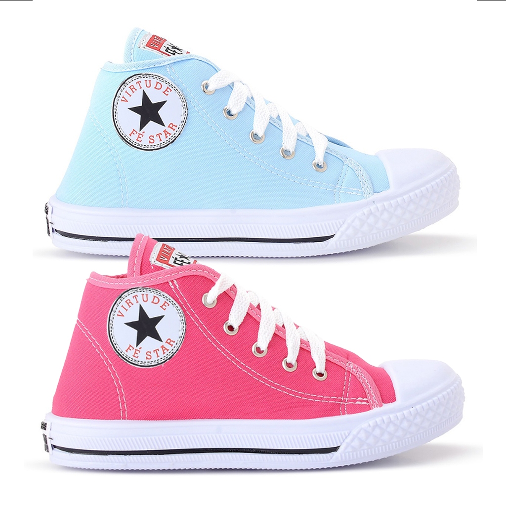 Kit 2 Pares Tênis Casual Botinha Infantil Star Menino e Menina Ótima Qualidade Confortável Envio Imediato Promoção