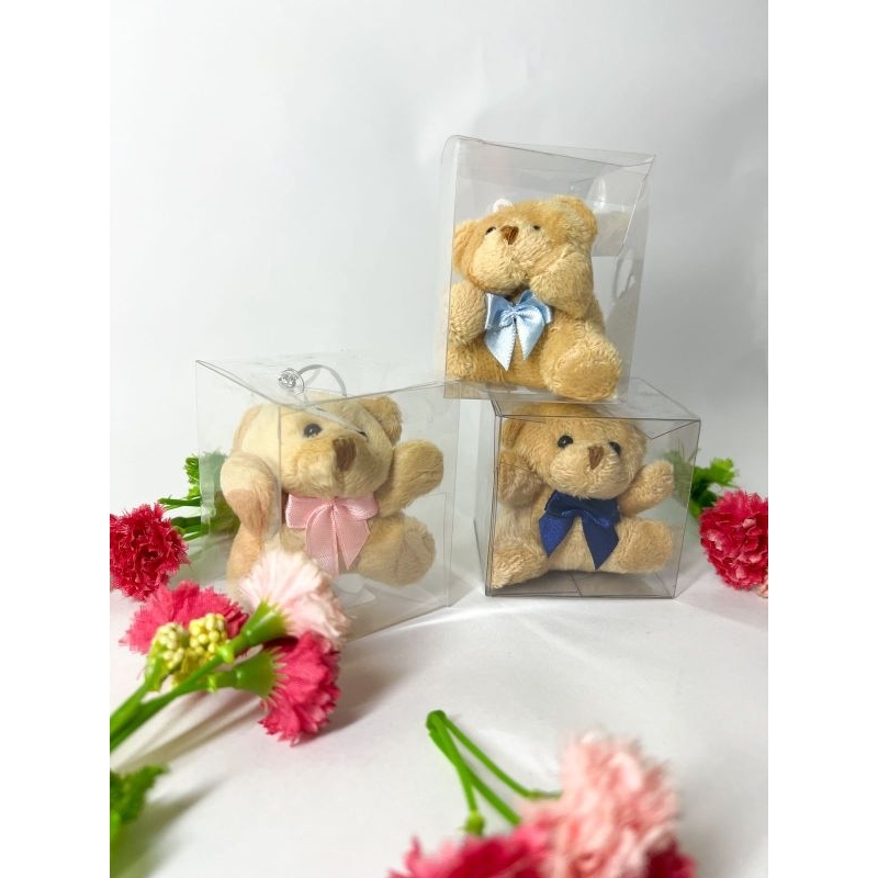 25 Lembrancinhas Maternidade / Chá de Bebê / Chá Revelação – Ursinho Chaveiro na Caixa de Acetato