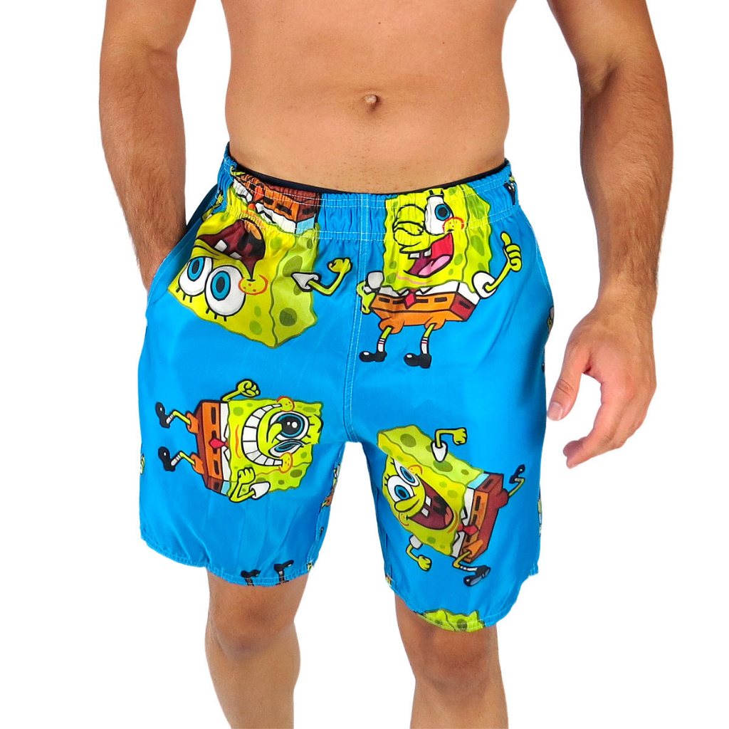 Shorts Mauricinho Moda Praia Estampado bob esponja Tac tell sol piscina Envio Imediato