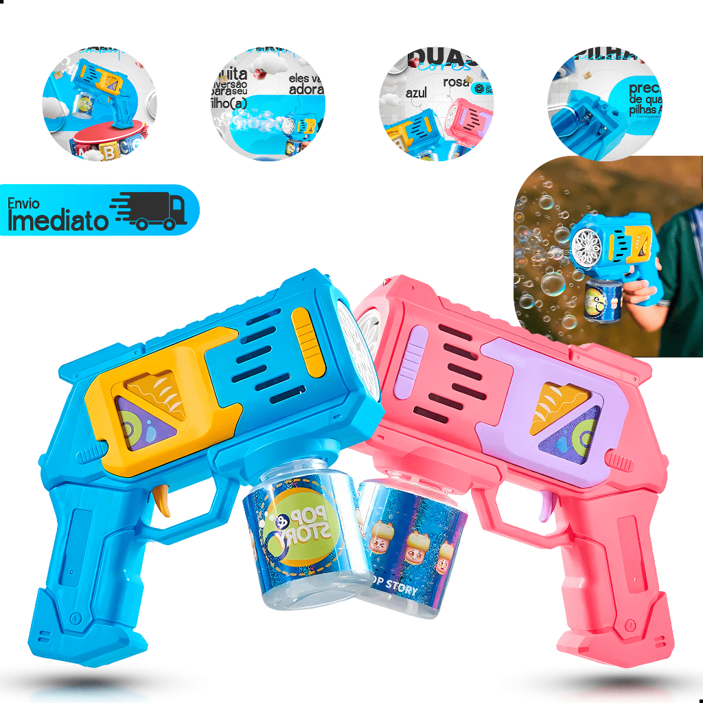 Brinquedo arminha de bolha de sabão colorido infantil - máquina de bolha de sabão