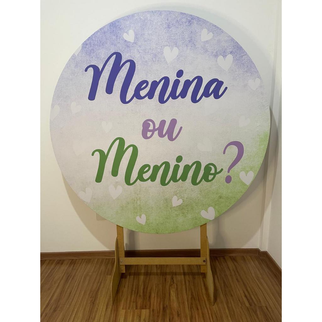 Capa para painel de Festa Redondo 1,50 mts Malha Sublimado Chá Revelação Verde e Lilás