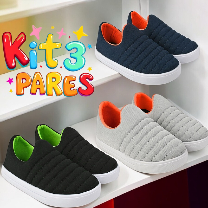 Kit 3 Pares Calce Facil Infantil Menino
