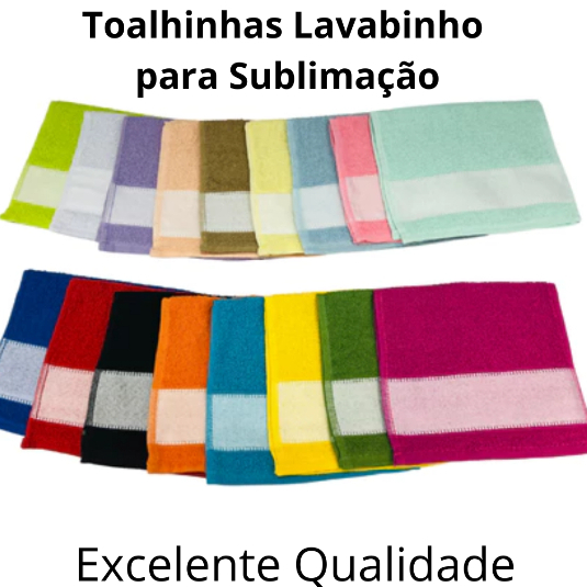 Kit com 10 Toalhinhas Lavabinho Transfer para Sublimação Silk 23x38cm Várias Cores Excelente Qualidade