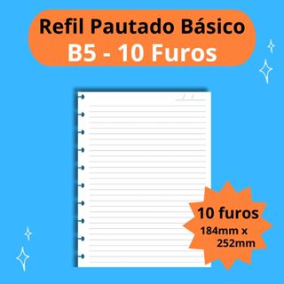 Refil Pautado B5 10 Furos para Caderno de Disco em Oferta na Shopee