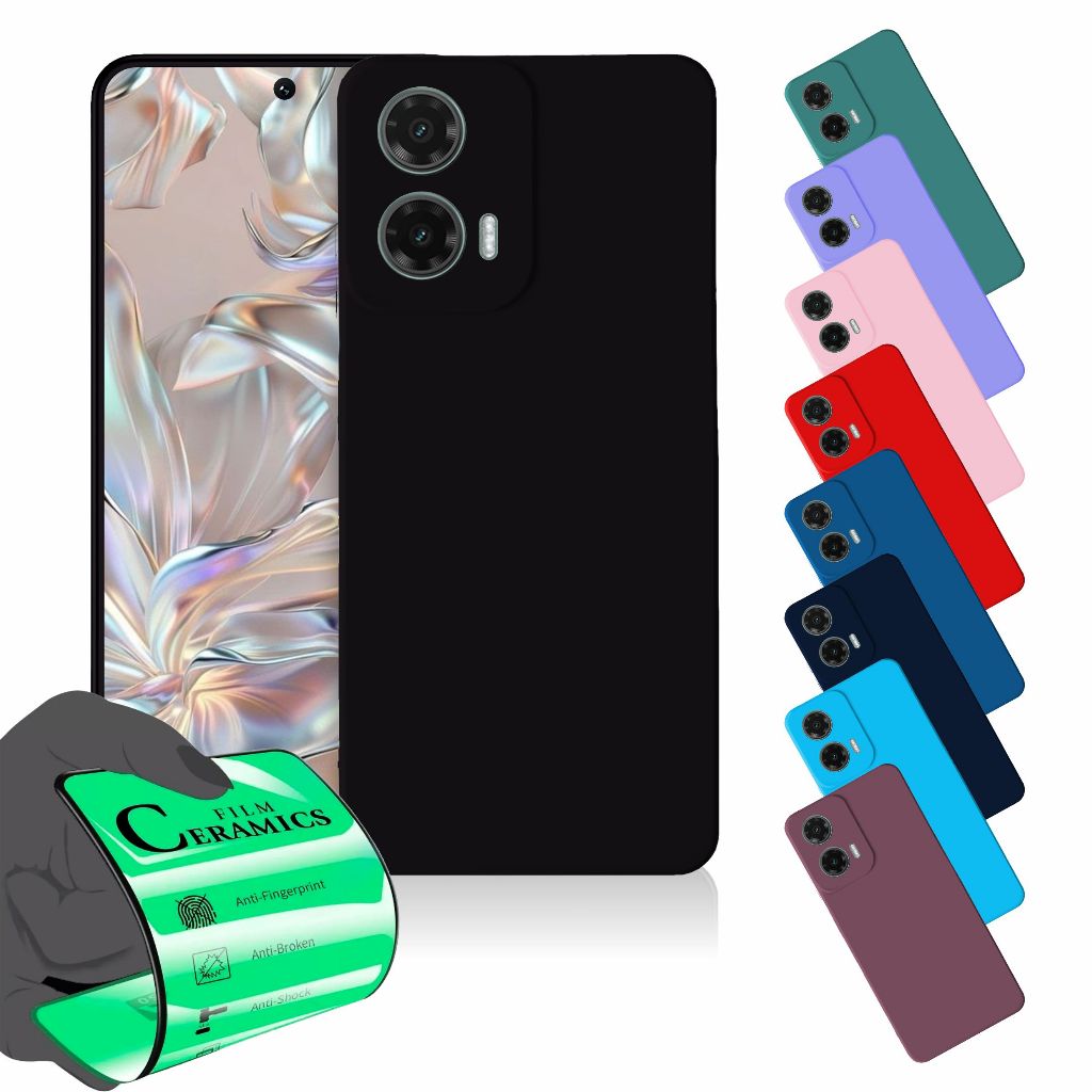 Capa Capinha Anti Shock Aveludada + Película Cerâmica Para Motorola G24 e G24 Power em Oferta na Shopee