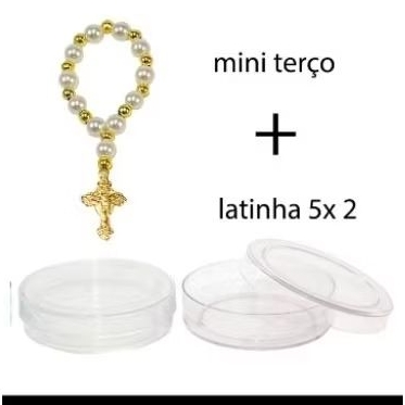 50 latinhas e 50 mini terços pérolas lembrancinhas católica