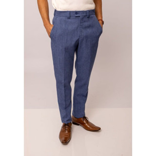 Calça Social Slim Masculina com textura tipo linho no tecido Azul Claro em Oferta na Shopee