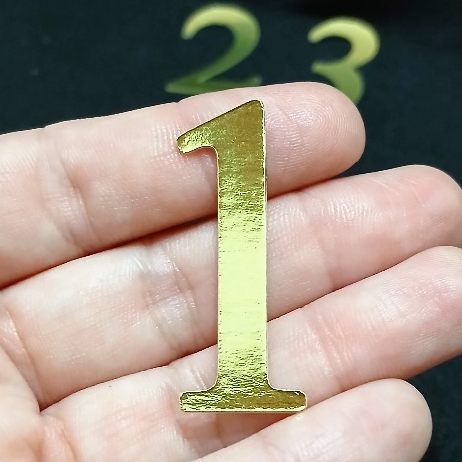 Aplique número 1 - Aplique dourado número para lembrancinha personalizada - Kit aplique