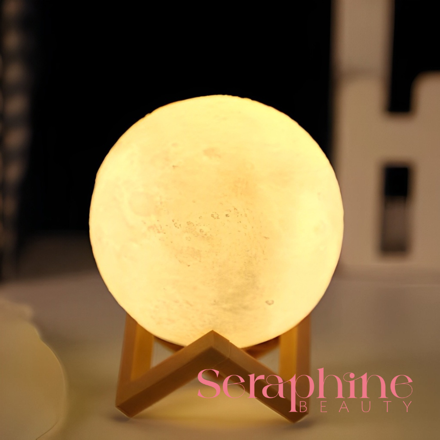 Luminaria Lua Cheia 3D de Mesa Presente de Natal com Suporte Led Decoração Luxuosa Brilhante