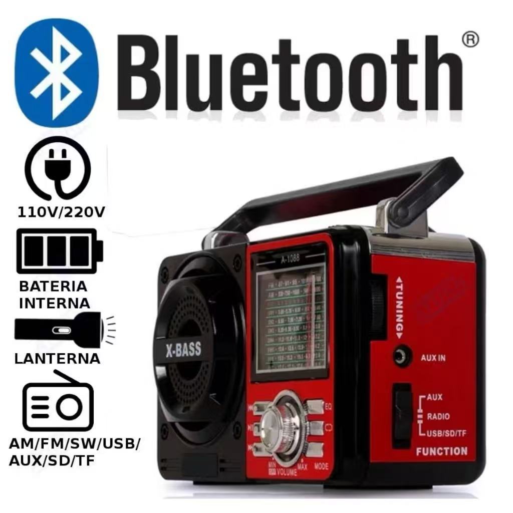 Caixa Som Antiga Radio Portátil Retro Am Fm Sd Usb Bluetooth Com Lanterna