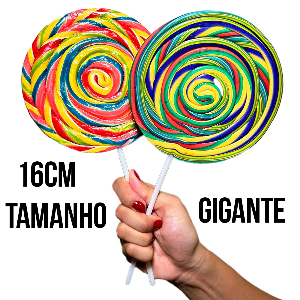 20 unidades Pirulito Gigante Psicodélico para Festa Chaves, Chiquinha, Kiko 16cm 150g